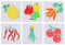 DUBENS 6er Set Gemüse-Serie Kuchen Spray Schablone Form, PVC Schichtung Schablonen für DIY Scrapbook Färbung, Malerei Schablone, Haus-Deco DIY Papierkarten Handwerk