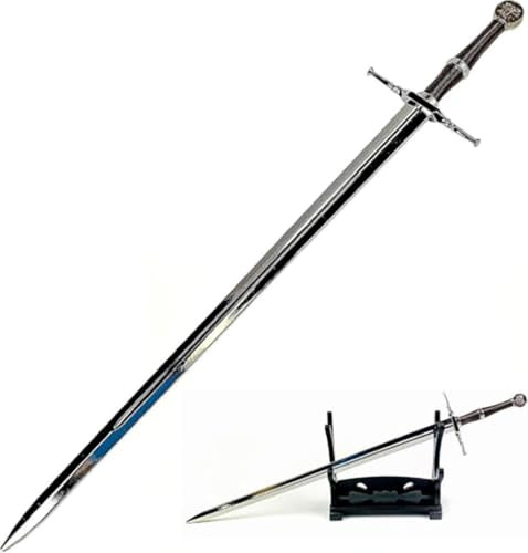 Witcher - Geralt Riva, Spada d'acciaio, Tagliacarte a Spada con Supporto, Spada in Miniatura, Videogioco, Regalo per Fan, Giocatori e Collezionisti