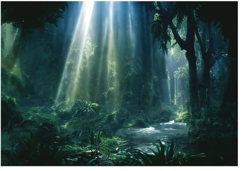 WallArena - Vlies Fototapete Wald Tropischer 3D Effekt Dschungel Grün Pflanzen 368x254 cm - Fototapeten Tapeten für Wohnzimmer Schlafzimmer Vliestapete Wandtapete Tapete 3D Effekt- inkl. Kleister