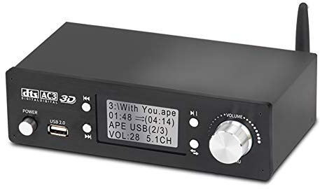 Audio Decoder,5.1 Audio Decoder, HDMI 4K 3D With BT 5.0 Receiver, Coaxial, Optical, AUX, U Disk, PC USB Input, Suitable For Home Theater Game Music