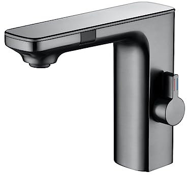 Luxuriöser, silbergrauer Smart-Sensor-Badezimmer-Waschtischarmatur, Zinklegierung, Deckmontage, Kalt- und Warmwassermischer, Badezimmer-Waschbecken-Wannenhahn, grau