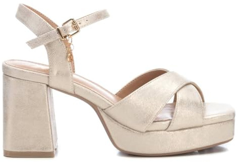 XTI - Sandalia Mujer Oro - Calzado Cómodo y Versátil - Moda casual - Modelo 14235606 (Talla 37)