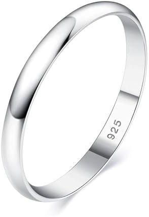 Kualitas Genuine 925 Sterling Silver 2mm Wedding Eternity Ring Band, Classic Ring Band, Minimalist Silver Jewellery
