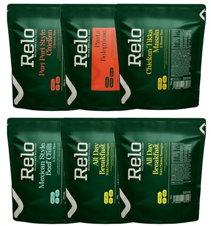 Relo Meal Pouches | 6 x 350g | Dofe Meals | Perfect As Camping, Hiking And Expedition Meals | Perfect Convenient, Nutritious Meals To Take On Your Adventures | Bronze, Silver and Gold DofE (Silver)