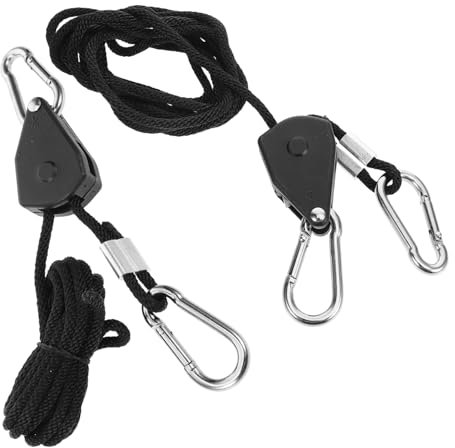 CANIGHT 1paire Hanger De Lumière Réglable Métal avec Poulie À Cliquet Crochet pour Lampes De Culture Support Robuste Et Polyvalent pour Équipements De Jardinage Intérieur