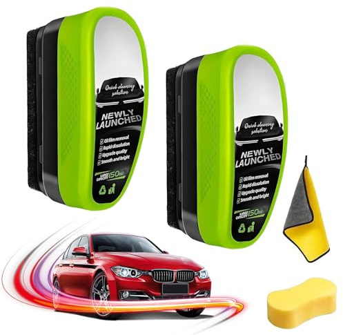 Oil-Free Car Glass Brushes, Upgrade 2.0 Clear Vision Glass Cleaner, Oil Film Cleaning Brush for Auto, Car Windshield Cleaning Brush, Improves Clarity (2)