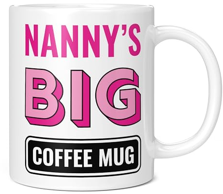 Mug Monster - Nanny's Big Coffee Mug, Mother's Day Gift, Birthday Present for Nanny, Giant Mugs for Women, Huge Cup Hot Drinks, Oversized Coffee Cup, Extra Large Ceramic Gift