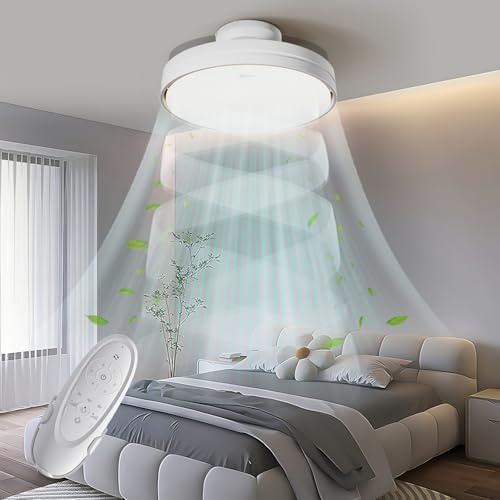 Senza Pale Silenzioso Ventilatore da Soffitto con Luce e Telecomando 60W Lampadario Ventilatore Motore DC Luminosità e 3 Temperatura Colore Regolabili 6 Velocità Timer Memoria RA97 per Camera da Letto