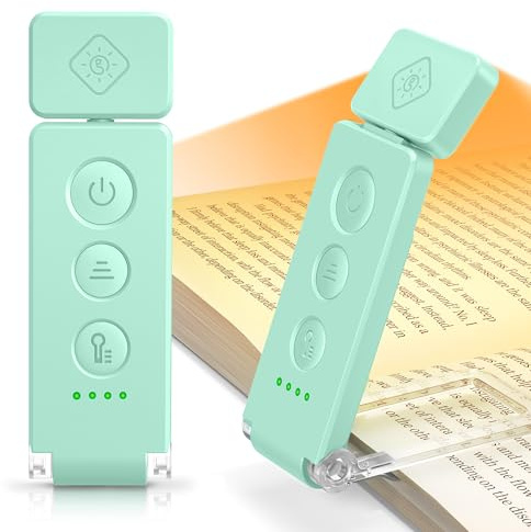 Glocusent Lampe de Lecture avec Pince, 100h Autonomie - Lampe de Lecture pour Lire au Lit, 5 Niveaux & Couleurs, 12 LEDs Anti-Éblouissement - Idéal Lampe Livre pour Enfants et Adultes