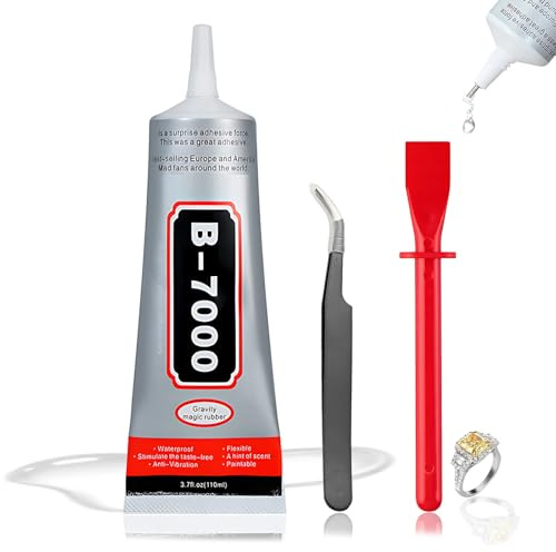 Schmuckkleber, B7000 Kleber mit Pinzette und Schaber, Transparenter Schmucksteinkleber für Schmucksteine, Handy Reparatur und DIY Projekte, 110ml Flasche