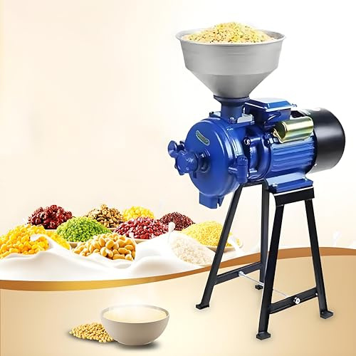 Electric Grain Mill Grinder 3000W - Commercial Dry & Wet Grinding Machine for Corn, Rice, Coffee, Wheat - Adjustable Powder Grinding with Funnel