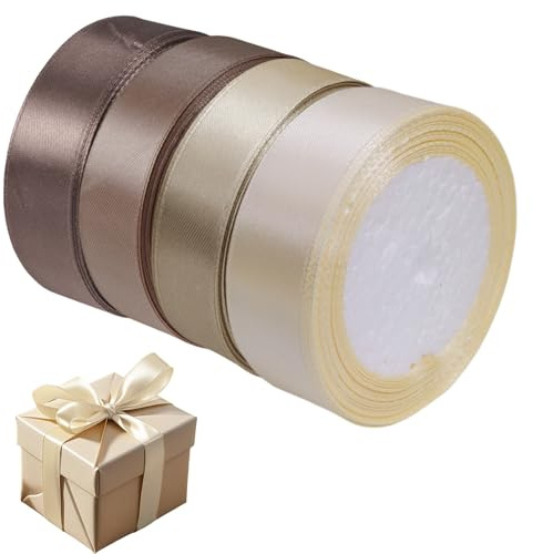 MNYXIS Cinta Raso 4 Colores, Cinta De Satén Raso Decorativa, 20mm x 22m de Tela Decorativa para Tartas, Manualidades, Envolver Regalos, Lazos, Globos, Bodas