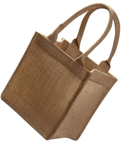 WESIEVYA Borsa in Juta con Manici Piccola, Borsa di Tela la Spesa Riutilizzabile, Sacchetto Bomboniera in Iuta per Feste e Matrimoni, Superficie Liscia per Decorazioni Fai da Te,
