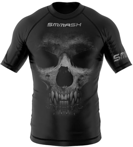 SMMASH Funktionsshirt Herren Rashguard Kurzarm Sportshirt MMA Thaibox Muay Thai Kickboxen Atmungsaktiv Abriebfest