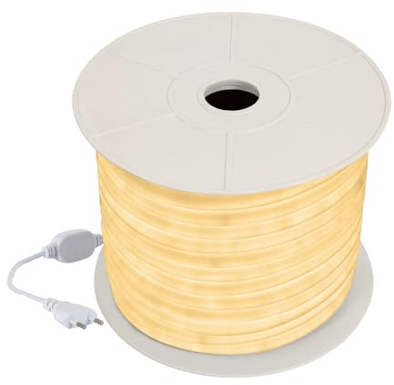 LEDKIA LIGHTING Bobina Tira LED Neón Regulable 220V AC 50 m | Blanco Neutro 120 LED/m | IP67 Exterior | Corte cada 100 cm | Iluminación Decorativa Flexible Circular 360° | Incluye Cable y Tapón