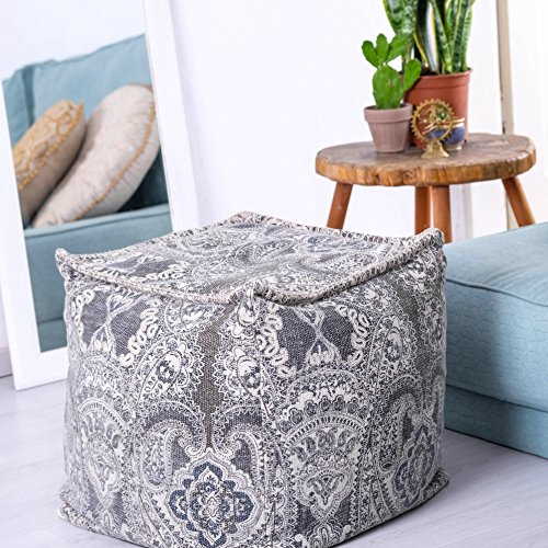 Mandala Life ART bohemisk puff kub överdrag – 50 cm – lyx, hantverkare rumsdekor puff – boho chic sittplats ottoman