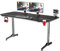 sogesfurniture Gaming Tisch T-Förmig, Großer Gaming Schreibtisch Computertisch Arbeitstisch mit Mausunterlage, Getränkehalter und Kopfhörerhaken, 160x70x75cm, Schwarz BHEU-NE-1675