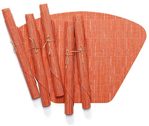 Beydodo Platzdeckchen Abwaschbar 2er Set, Tischsets Vinyl rutschfest 48x33CM Sektor Orange