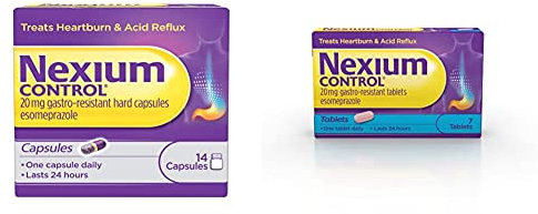 Nexium Control Heartburn and Acid Reflux Relief Capsules, 20mg, 14 Count & Control Heartburn and Acid Reflux Relief Tablets, 20mg Gastro-Resistant Esomeprazole Tablets, 7 Count