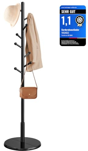 VASAGLE Garderobenständer in Baumform, 8 Haken mit abgerundeten Enden | Freistehende Garderobe, Kleiderständer, ANDI Kollektion RCR007P33