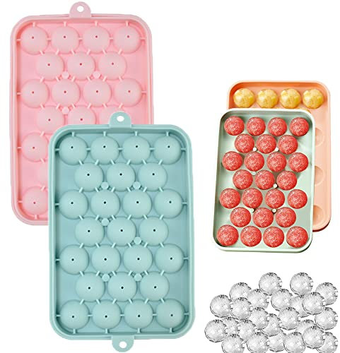 Runde Eiswürfelform Silikon, 2 Stück Eiswürfelformen Rund Bälle Eiswürfelbehälter für Gefrierschrank Kreis Whiskey, Tee, Eis, Cocktail, Eiswürfelform Geeignet für Backofen, Spülmaschine, Kühlschrank