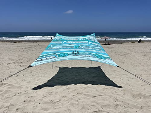 Neso Strandzelt mit Sandanker, tragbarer Sonnenschutz, 2,1 x 2,1 m, patentierte verstärkte Ecken (Regenbogenfarben) (Schwellungen)