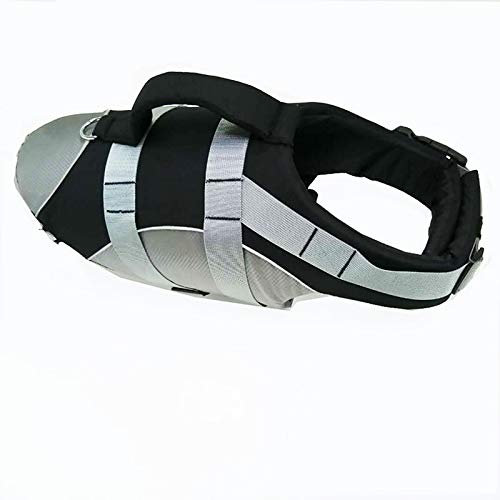 Hundeschwimmweste, Reflektierende Und Verstellbare Hundeschwimmweste Mit Rettungsgriff Zum Schwimmen Und Bootfahren, Ripstop-Rettungsweste Für Haustiere,Schwarz,S