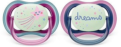 Philips AVENT ultra air Nighttime Schnuller – 2er Pack, BPA-freier, atmungsaktiver, im Dunkeln leuchtender Schnuller für Babys von 6-18 Monaten, inklusive Transport- und Sterilisationsbox