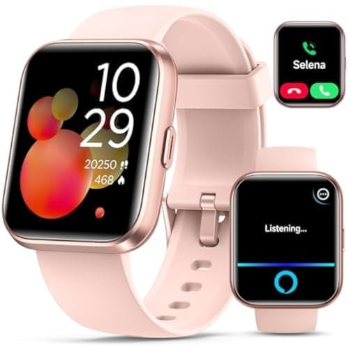 Montre connectée femme avec Appel Bluetooth fréquence cardiaque-Smartwatch femme etanche avec Alexa Podometre suivi sommeil-Montre intelligente femme Fitness watch sport pour Android ios((Rose)