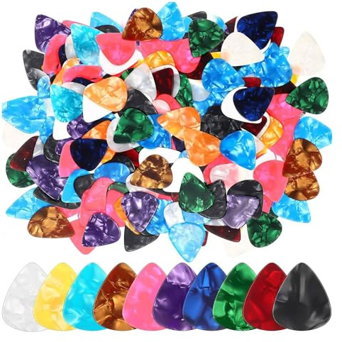 HUBLEVEL - 600pcs Celluloid Guitar Picks Guitar Picks for Acoustic Guitar, Includes 0.46mm, 0.71mm, 0.96mm, Easy to Use