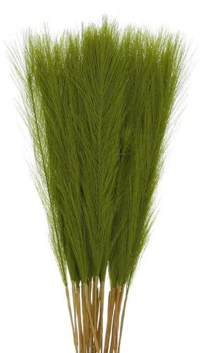 QUARKZMAN 30 Pezzi di Erba di Pampa Finta, 21/55cm Erba di Pampa Finta Soffice Decorativa Alta Erba di Pampa Artificiale per Soggiorno Festa Parete Vaso Decorazione Matrimonio, Verde Erba