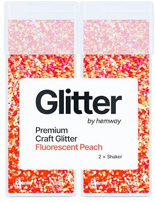 Hemway Craft Glitter Shaker Fluorescent Peach Orange 130g x2 Pack Chunky | for Resin & Epoxy Crafts, Christmas Art Supplies, Nail, Body, Face, Eye, Festival, Crafting, Slime, Sparkle
