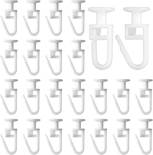 100 Pcs Curtain Track Hooks and Gliders for Window Rails - 11 mm Head for Ceiling Mount, Lockable Folding Hanging Hooks for Room and Dividers
