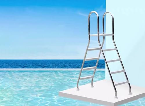 AIBOTY Escalera de Tijera de Seguridad para Piscinas elevadas Escalera de natación con Marco de Acero Inoxidable 304 con escalones de plástico de Alta Resistencia de 4 escalones de Doble Cara