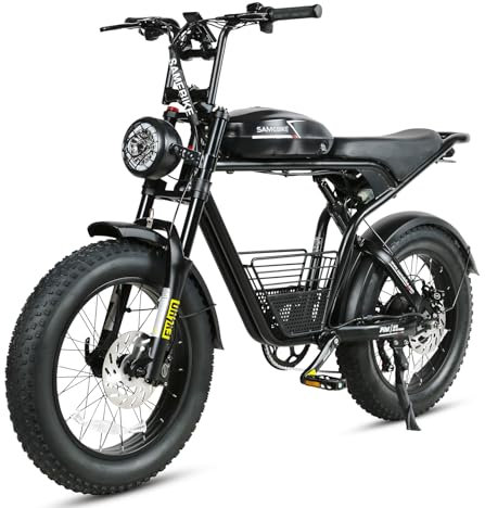 SAMEBIKE Electric Bike for Adults,20 * 4.0 Fat Tires E-Mountain Bike with 48V 18Ah Removable Battery, 250W Motor, Professional 7-Speed Electric Bicycle,IP54 Waterproof,130KM Range,Knight Black