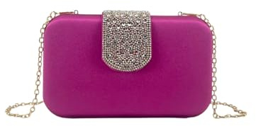 MODELISA - Bolso Clutch De Mano Fiesta Elegante Brillo Cadena De Hombro Boda Evento Ceremonia Para Mujer (Buganvilla)