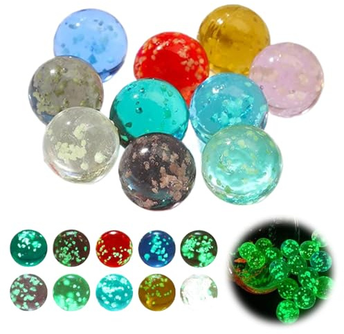 20 Pcs Billes de Verre Colorées Phosphorescentes, 14 mm Billes Mouchetées Multicolores, Multicolores,Glass Marbles pour décoration de la Maison Pot de Fleurs aquariu