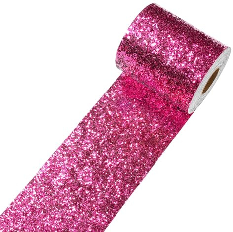 Decotalk Borde de Papel Tapiz Para Habitación de Niña Rojo Rosa 10X600cm Purpurina Cenefa Adhesiva Cocina Baño Rosa Borde Del Papel Pintado Pared Dormitorio Decoración Del Aula de Jardn de Infantes
