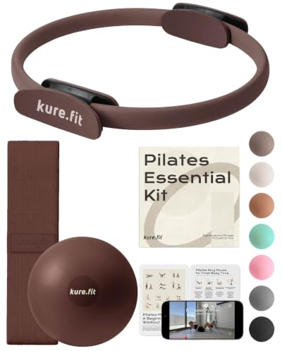 Pilates Kit | Pilates Equipment Set for Home Workouts | Accessories & Guide | Matching-color Pilates ball, Pilates ring, resistance bands, Pilates accessories, video tutorials & gift box for home use.