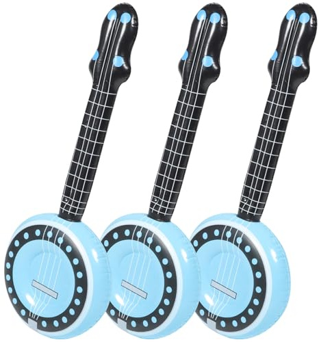 MUSISALY Instrument de Musique Gonflable Portable 70 Cm PVC pour Garçon et Filles, Jouet 3 Pièces Banjo Inclus, Accessoire Fête Plage Piscine Garçon et Filles, Décorations Amusantes