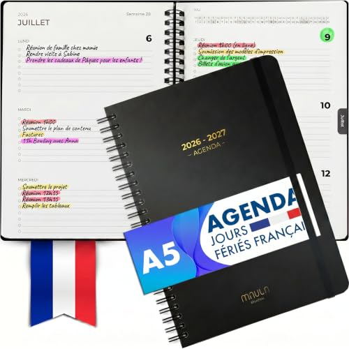 Agenda 2026 2027 Semainier A5 – Agenda Scolaire 18 Mois pour Enseignant