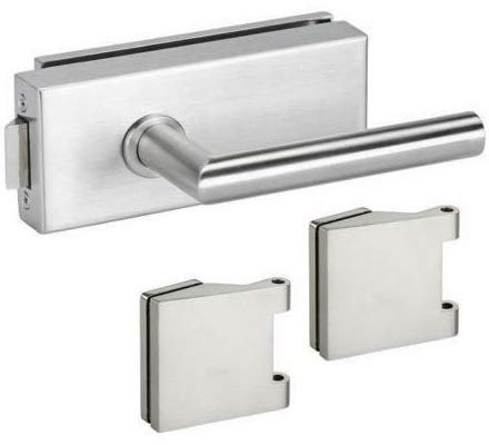 Stil-Echt GmbH Glastürbeschlag Set UV/OL, Glastürschloß Studio + Bänder Office + Drücker (Klinke), Glastürbeschläge Edelstahl