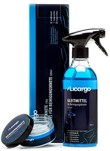 LICARGO® Reinigungsknete Set - Tiefenglanz für Deinen Lack - 100g Lackknete, 500ml Gleitmittel - Reinigungsknete Auto für porentiefe Reinheit - Clay Bar Auto, Auto Knete, Lack Knete