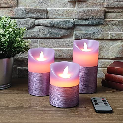 Arum Bougie LED (Lot de 3 Bougies Violette Flamme Vacillante Blanc Chaud)