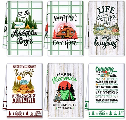 Oudain Set of 6 Camping Kitchen Towels Decor Camper Dish Towels