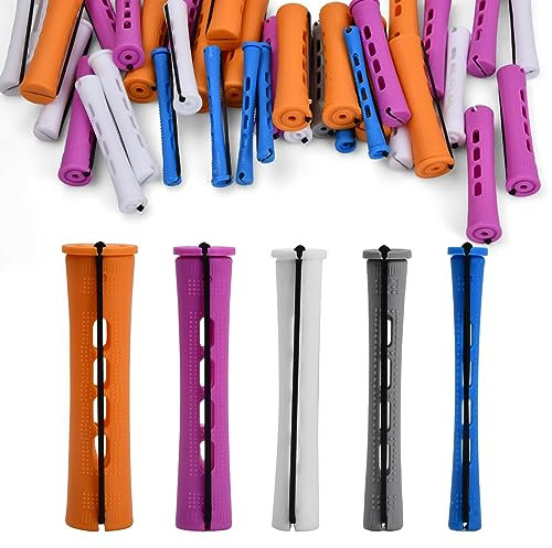 Wisebom 50 Pcs Plastic Perming Rods for Women & Men Hair Styling, Perm Rods for Hairdressing - 5 Sizes for DIY Salon & Home Use, Curling Rollers for Straight & Curly Hair