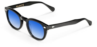 X-LAB XLAB 8004 Occhiali da sole stile moscot, 50mm, Nero/Azzurro Sfumato, Unisex