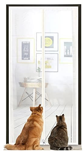 BOSSGE Fliegengittertür mit Reißverschluss, passend for die Größe 95 cm x 200 cm, wetterfeste Fliegengittertür for Haustiere, abschirmendes Netznetz, Türvorhang mit Klettband, durchgehender Reißversch