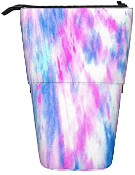 fifbird Estuche telescópico para lápices, estuche organizador para lápices, color azul marino, con fondo de teñido anudado, pintura desordenada, acuarela, estuche organizador para cosméticos,
