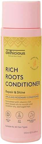Delhicious Amla Hair Oil & Rosemary Oil Conditioner for Hair Growth - Rich Roots Vegan Conditioner for Thinning Hair, Damaged Hair, Dry Scalp - Shea Butter & Argan Oil - Ayurveda, Sulphate Free, 250ml